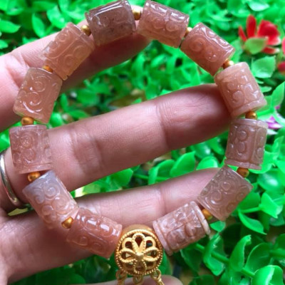 Vòng Tay phong Thủy may mắn tài lộc kiểu Đá Lu Charm mặt trời thiên nhiên vip Size 9mm x dài 12mm hàng cao cấp nữ đeo tay sang lắm luôn ạ 100% đá thiên đeo vào may mắn tốt sức khỏe tim mạch và đẹp ạ