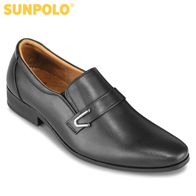 Giày tây nam da bò đế cao su SUNPOLO SKT116 phiên bản đen