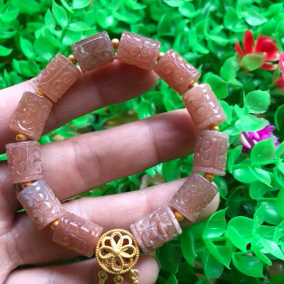 Vòng Tay phong Thủy may mắn tài lộc kiểu Đá Lu Charm mặt trời thiên nhiên vip Size 9mm x dài 12mm hàng cao cấp nữ đeo tay sang lắm luôn ạ 100% đá thiên đeo vào may mắn tốt sức khỏe tim mạch và đẹp ạ