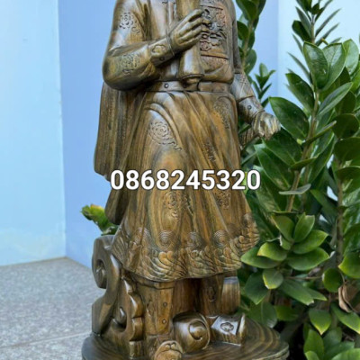 Tượng  trần  quốc  tuấn  trần hưng  đạo  vương  bằng gỗ  trắc  xanh cực đẹp kt cao 60×21×16cm