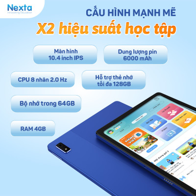 Máy Tính Bảng Học Tập Smart Study 1, Hàng Chính Hãng, Cho Trẻ Từ 5-12 Tuổi, 64GB, Tích Hợp Chương Trình Học Tập Toàn Diện