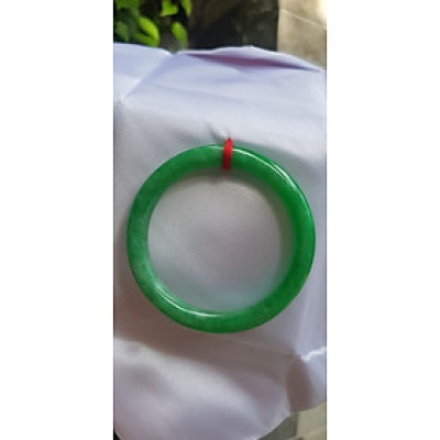 Vòng tay nữ đá cẩm thạch Lý Đậu 48mm Size vòng 48mm x cọng 7mm xanh ngọc bông đậu Nữ tay nhỏ 30kg - 48kg đeo ạ