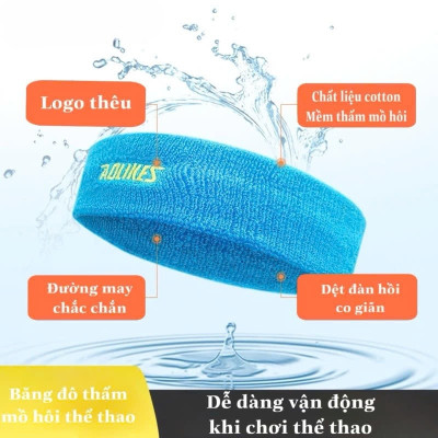Băng Trán, Băng Đô Chặn Mồ Hôi Thể Thao Nam Nữ Sport Anti-Slip Sweatband Cao Cấp MÀU ĐEN