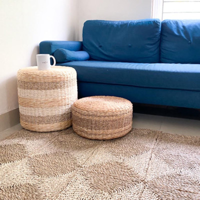 Thảm trải sàn ONGTRE /decor ô vuông 30x30cm bằng cói hình chữ nhật