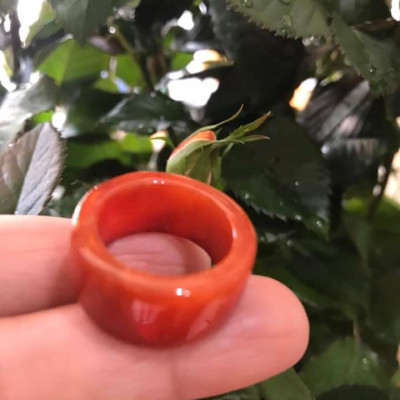 CHIẾC NHẪN VUÔNG ỐNG ĐỎ ĐẬM ĐẸP ĐÁ CẨM THẠCH MAY MẮN SIZE 17MM BẢN CAO 9,5MM AC MẠNG HỎA VÀ THỔ