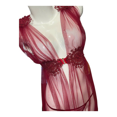 Váy Ngủ Ren Công Chúa Thêu Hoa Cột Eo Xuyên Thấu Gợi Cảm