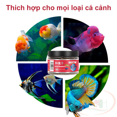 Thức ăn cá Biozym Dried Bloodworm trùng huyết sấy khô dinh dưỡng cao cho cá cảnh