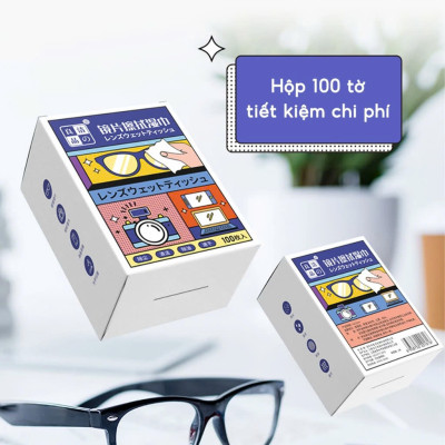 Combo 100 Khăn Lau Mắt Kính Nano- Miếng Giấy Lau Kính Chống Bám Hơi Nước, Lau Sạch Vân Tay Bụi Bẩn- Chính Hãng 