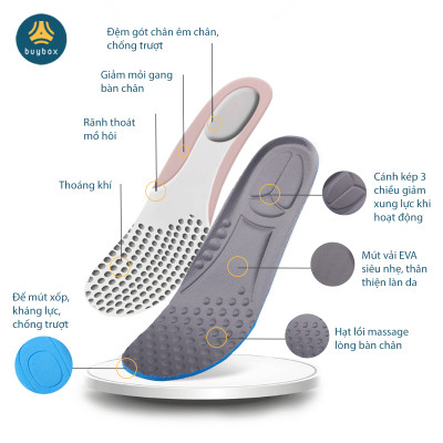 Lót giày thể thao có hạt massage lòng bàn chân, thoáng khí, chất liệu mềm mại dễ dàng vận động - Buybox - BBPK228