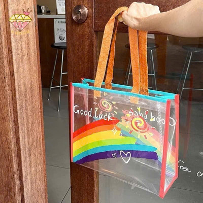 Túi Tote Nhựa PVC Trong Suốt Họa Tiết Cầu Vồng - Thời Trang Hiện Đại - HÀNG CHÍNH HÃNG MINIIN