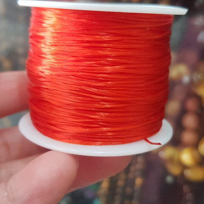 Cuộn Dây Thun CO GIÃN màu Đỏ xỏ vòng hạt chuỗi                                   Dây này là dây thun chuyên xỏ vòng chuỗi màu Đỏ, có đủ màu .. Anh Chị đang đeo chuỗi muốn thay dây khác cho vòng thì đặt cuộn Thun chỉ này nhé