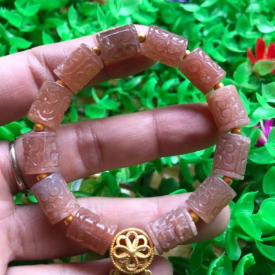 Vòng Tay phong Thủy may mắn tài lộc kiểu Đá Lu Charm mặt trời thiên nhiên vip Size 9mm x dài 12mm hàng cao cấp nữ đeo tay sang lắm luôn ạ 100% đá thiên đeo vào may mắn tốt sức khỏe tim mạch và đẹp ạ