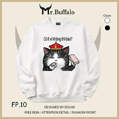 Áo Sweater tết Mèo xin lì xì size 40kg tới 100kg Mr.Buffalo