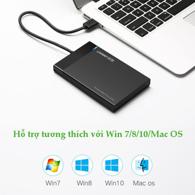 Vỏ hộp đựng ổ cứng SATA 2.0/3.0 2.5 và SSD vỏ nhựa ABS cao cấp (dây dời) UGREEN US221 30848 - Hàng Chính Hãng