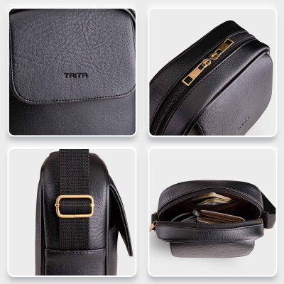 Túi Trita ( Thời trang nam phối nắp gập - Túi đeo chéo da RTN14 )