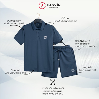 Bộ Quần Áo Thể Thao Nam Polo FASVIN AB25659.HN Mềm mại co giãn thoáng mát