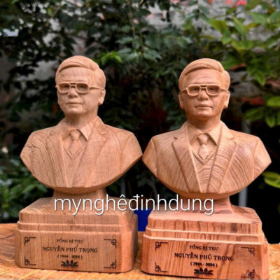 Tượng bác nguyễn phú trọng kính yêu bằng gỗ ngọc am thơm nức kt 20x12x7cm