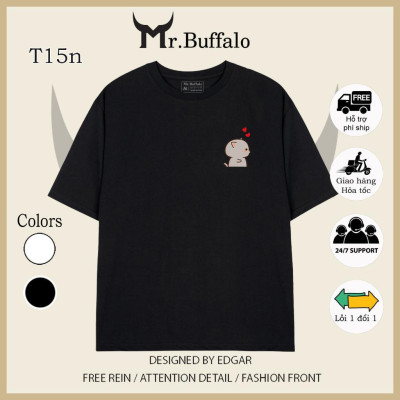 Áo đôi , áo thun cặp nam nữ tay lỡ Unisex form rộng CÓ BIGSIZE vải cotton T15nT16n- Mr.Buffalo