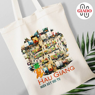 Túi canvas GIADO, túi vải bố, túi tote mẫu Hậu Giang miền đất hội tụ