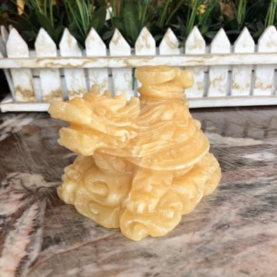 Tượng Long Quy - Rùa đầu Rồng phong thủy đá ngọc hoàng long đặt bàn thờ, bàn làm việc - Dài 12 cm