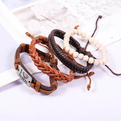 Bộ vòng đeo tay da bò thật Nam nữ, Phong cách miền viễn tây nước Mỹ, trẻ trung, mạnh mẽ, bền bỉ theo thời gian, tặng kèm vòng tay Luminous