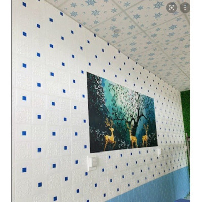 Bộ 5 Tấm Xốp Dán Tường Kim Tuyến, Tem 3D Siêu Đẹp, Sang Trọng 