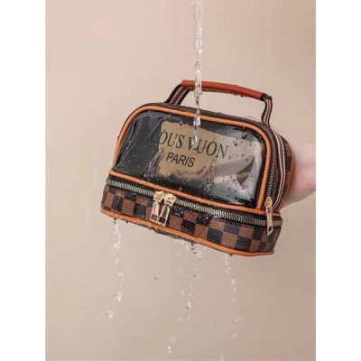 Túi đựng mỹ phẩm trong suốt đa năng đi du lịch, túi đựng đồ cá nhân hai tầng