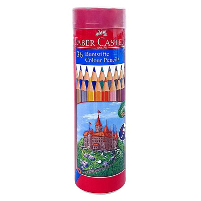 Chì Màu Lục Giác Castell -115828 - 36 Màu Dài (Hộp Thiếc Tròn) Faber Castell