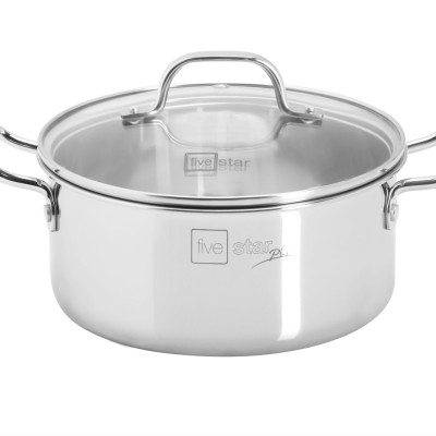 Bộ nồi chảo chống dính vân đá đáy từ 3 lớp đáy liền khối Fivestar Plus FPB3002 nắp kính size 16, 20, 24cm và chảo 24cm , tặng 1 vá canh