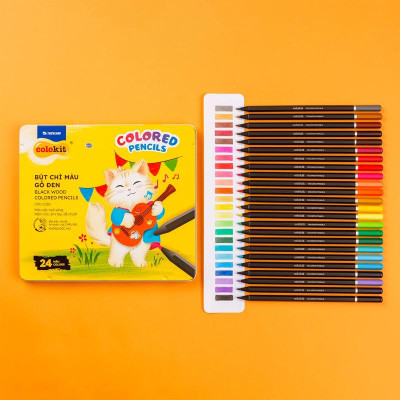 Hộp 24 Bút Chì Gỗ Đen Black Wood Colored Pencils - Colokit CPC-C030
