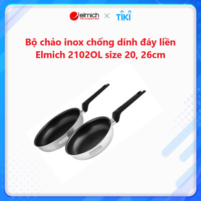 Bộ chảo inox chống dính đáy liền Elmich 2102OL size 20, 26cm