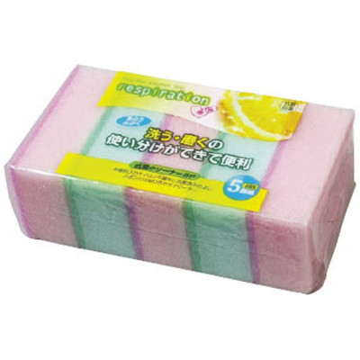 Set 05 miếng mút rửa chén bát (trộn màu ngẫu nhiên) - Hàng nội địa Nhật Bản.