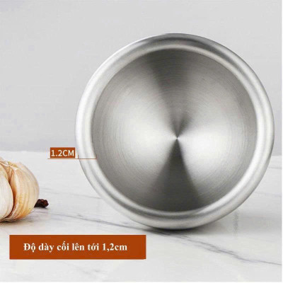 Cối Chày Inox 304 Cao Cấp , Đâm Tiêu , Giã Tỏi, Giã Cua, Có Nắp Đậy, Đế Chống Trượt , Size 10cm 