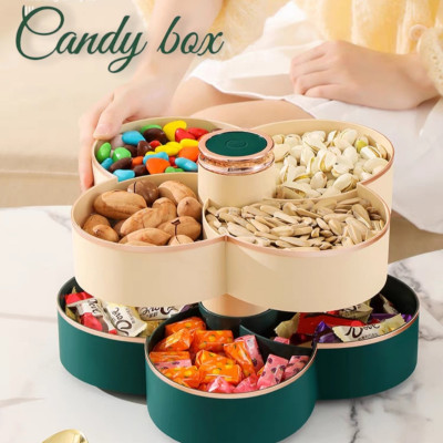 Khay mứt tết Hoa Đào Tết 2 Tầng - Khay đựng đồ ngày tết: Bánh kẹo, trái cây, đồ sấy...