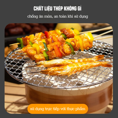 Vỉ nướng Suncojia SKL-399 đa năng không gỉ, đường kính 25cm