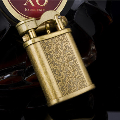 Vỏ Bộ Set Hột Quẹt Bật Lửa Xăng Đá Jifeng JF-018B Kiêm Bình Đựng Xăng Đồng Đồng Nguyên Chất Cao Cấp