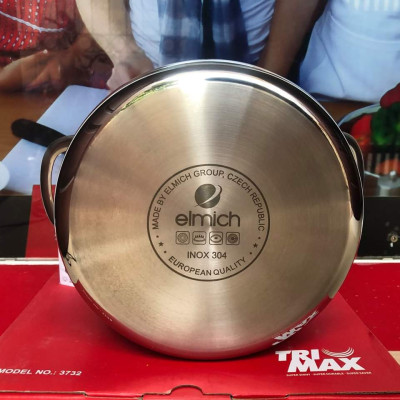Bộ Nồi Chảo Inox 304 3 Lớp Đáy Liền Cao Cấp Elmich Trimax El3742 - 4 Chiếc Size 18cm, 20cm, 26cm và Chảo 26cm