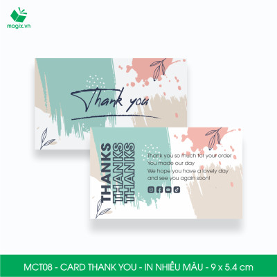 MCT08 - 9x5.4 cm - 1000 Card Thank you, Thiệp cảm ơn khách hàng, card cám ơn cứng cáp sang trọng