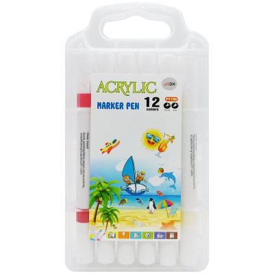 Hộp 12 Bút Lông Màu 2 Đầu Acrylic Marker Pen - DH PY106