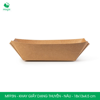 MFP3N - 18x13x4.5 cm - 25 khay giấy dáng thuyền đựng thức ăn, khay giấy đựng món tráng miệng