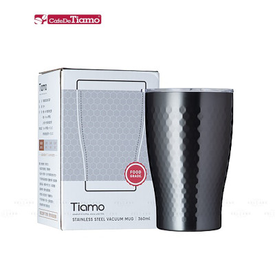 Ly giữ nhiệt inox hoa văn tổ ong 2 lớp phủ sứ Tiamo 360ml