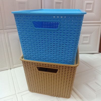 Combo 2 rổ đựng đồ đa năng có nắp đậy - 42x29.5x22.3(cm) giao màu ngẫu nhiên