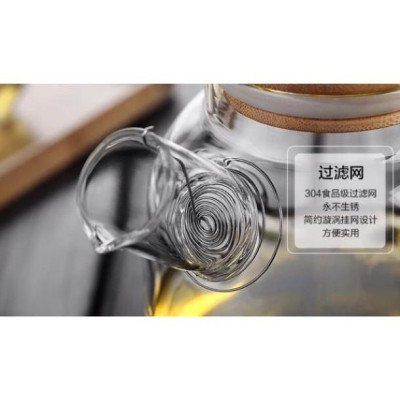 (HÀNG ĐẸP) Ấm thuỷ tinh chịu nhiệt nắp gỗ 800ml