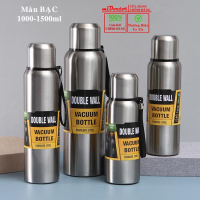 Bộ Bình Nước Giữ Nhiệt Cute 1000-1500ml Inox Giữ Nhiệt Nóng Lạnh 8-12 Tiếng Có Nắp Uống, Lưới Lọc Trà Hãng miDoctor
