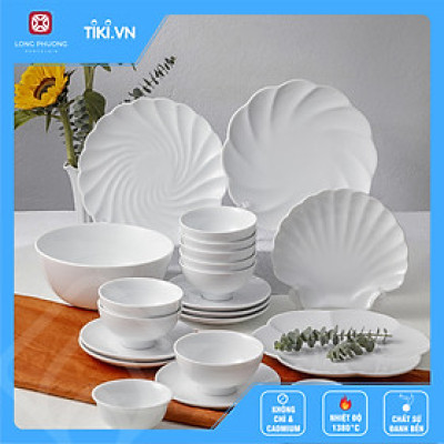 Combo Tết đoàn viên - Bộ bát đĩa sứ quà tặng cao cấp Long Phương