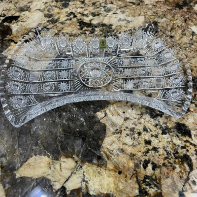 Đĩa pha lê mài Bohemia 30cm hình eo Hàng chính hãng