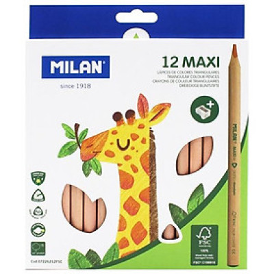 Hộp 12 Bút Chì Màu Gỗ Tái Chế Milan Maxi 07226212FSC