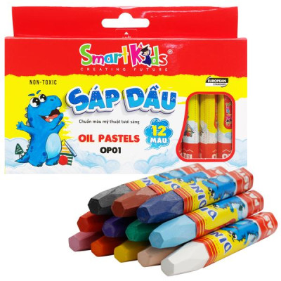 Hộp 12 Bút Sáp Dầu Dino - Smart Kids OP01