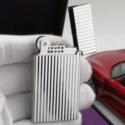 Vỏ Hột Quẹt Bật Lửa Upon Xăng Đá DX06T Họa Tiết Bạc Kẻ Dọc Đẹp Độc Lạ - Dùng Xăng Bấc Đá Cao Cấp