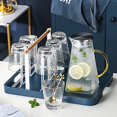 Bộ 6 cốc bình thủy tinh  chịu nhiệt Vân nhám_AVN44